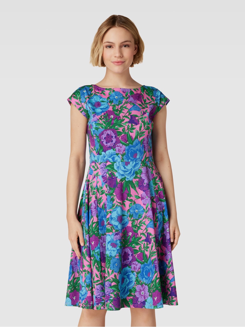 Max Mara Weekend Jesone Pink, Blue And Purple Floral Midi Dress Size S